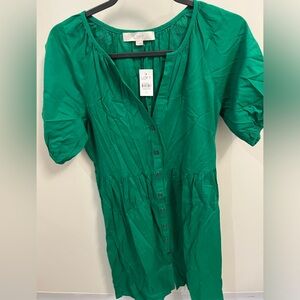 LOFT Short Sleeve Green Dress NWT